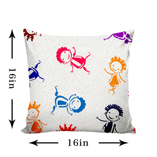 Ultimate Trends Kids Room Cartoon Printed Cushion Cover, 16 Inch X 16 Inch, Set of 5 -  Multi Color