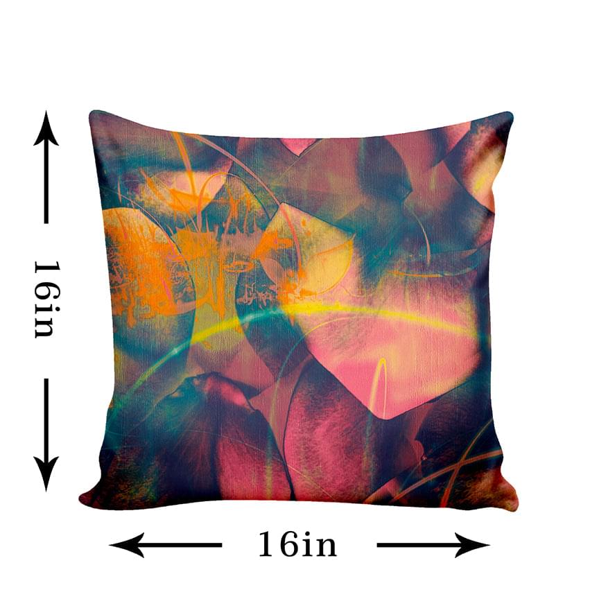 Ultimate Trends Abstract Digital Printed Cushion Cover, 16 Inch X 16 Inch, Set of 5 - Multi Color