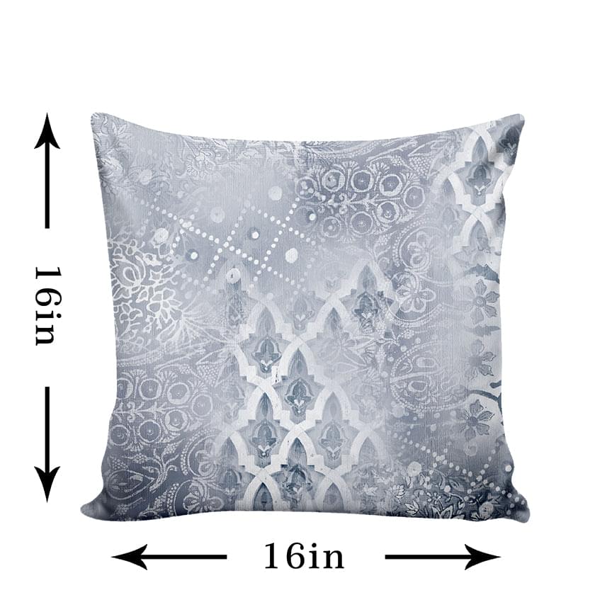 Ultimate Trends Digital Printed Textured Cushion Cover, 16 Inch X 16 Inch, Set of 5 - Grey Color