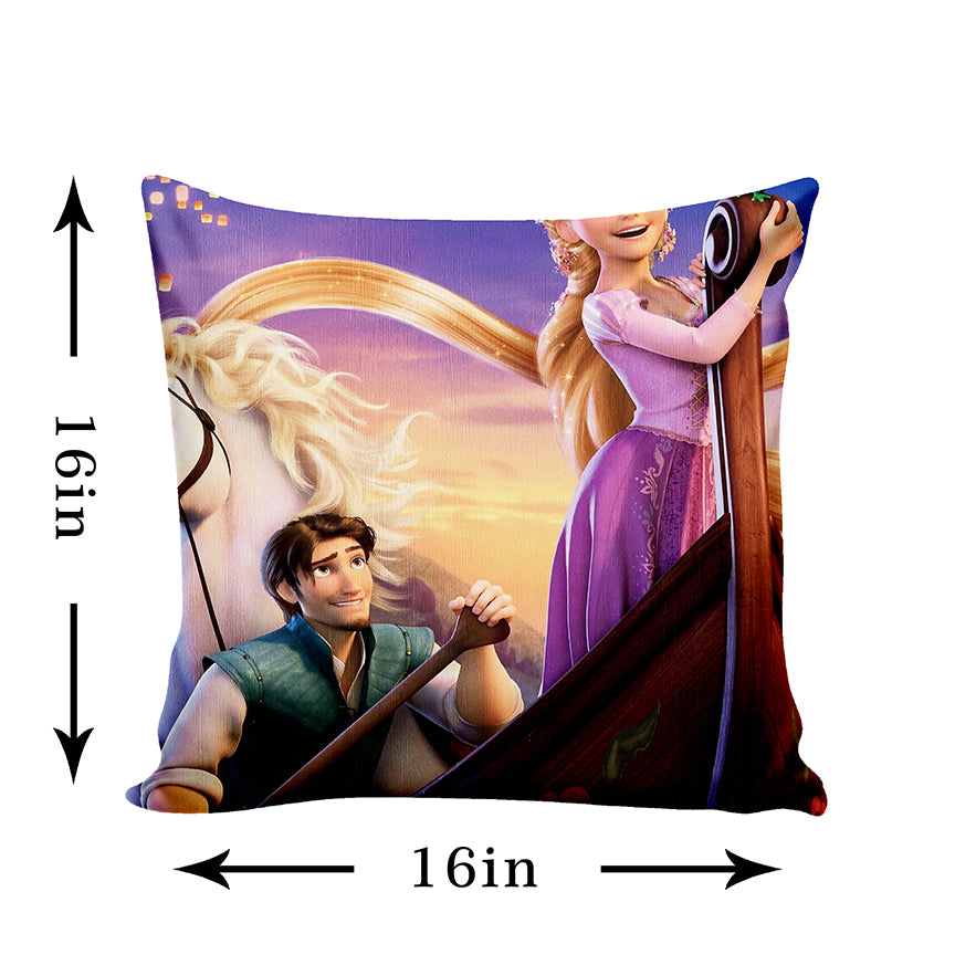 Ultimate Trends Kids Room 3D Cartoon Printed Cushion Cover Cinderella, 16 Inch X 16 Inch, Set of 5 - Multi Color