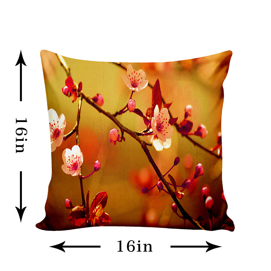 Ultimate Trends Floral Digital Printed Cushion Cover, 16 Inch X 16 Inch, Set of 5 -  Brown Color