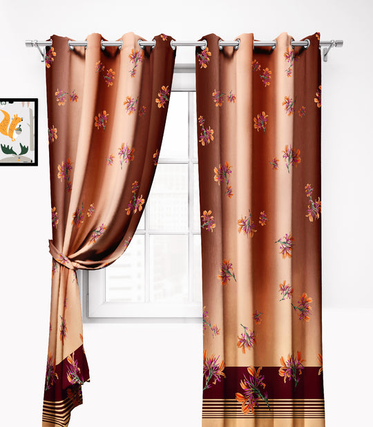 Ultimate Trends Premium Polyester Elite Floral Curtain For Home Décor Caramel Color, 1 Piece