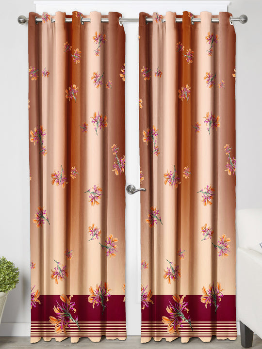 Ultimate Trends Premium Polyester Elite Floral Curtain For Home Décor Caramel Color, 1 Piece