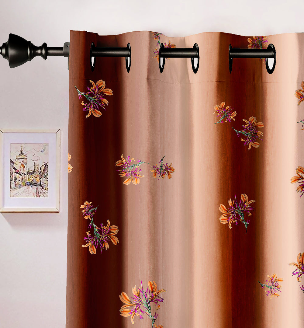 Ultimate Trends Premium Polyester Elite Floral Curtain For Home Décor Caramel Color, 1 Piece