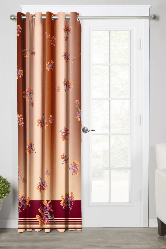 Ultimate Trends Premium Polyester Elite Floral Curtain For Home Décor Caramel Color, 1 Piece