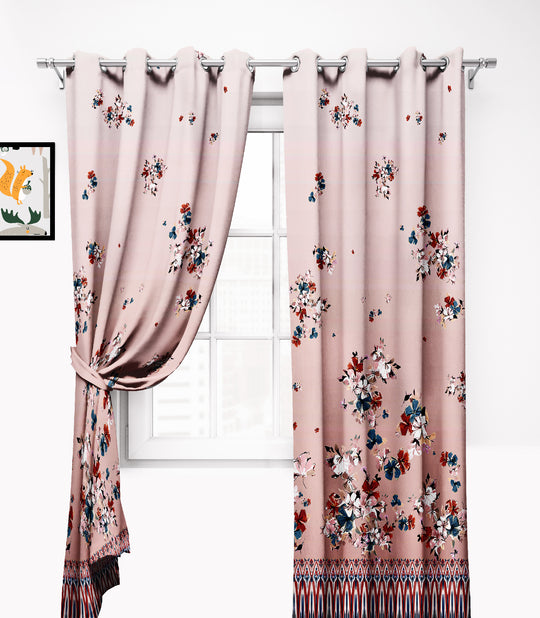 Ultimate Trends Premium Polyester Elite Floral Curtain For Home Décor Cream and Red Color, 1 Piece