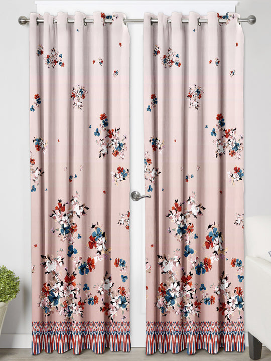 Ultimate Trends Premium Polyester Elite Floral Curtain For Home Décor Cream and Red Color, 1 Piece