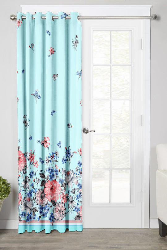 Ultimate Trends Premium Polyester Elite Floral Curtain For Home Décor Sea Green Color, 1 Piece