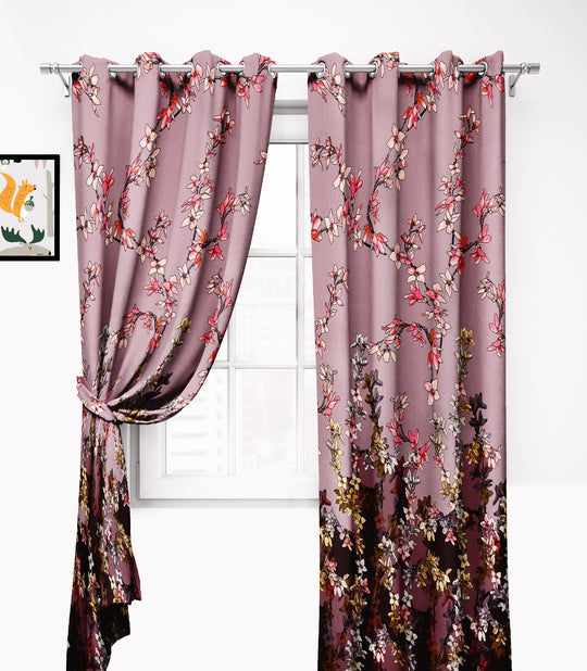 Ultimate Trends Premium Polyester Elite Floral Curtain For Home Décor Light Brown Color, 1 Piece