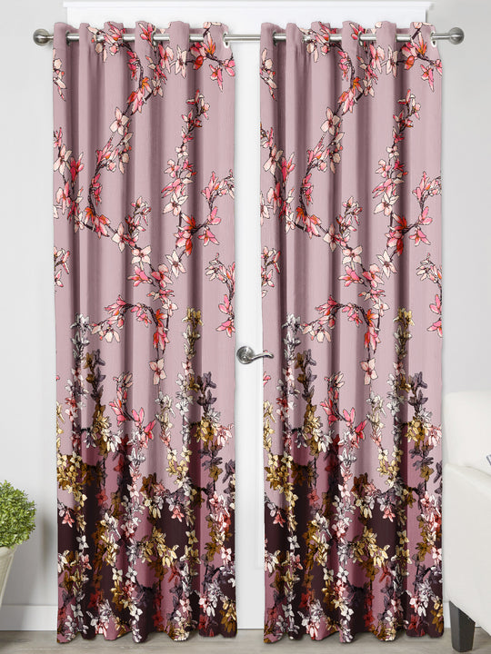 Ultimate Trends Premium Polyester Elite Floral Curtain For Home Décor Light Brown Color, 1 Piece