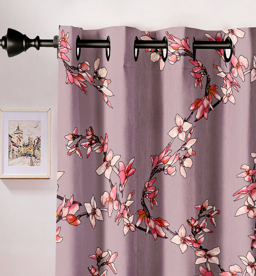 Ultimate Trends Premium Polyester Elite Floral Curtain For Home Décor Light Brown Color, 1 Piece