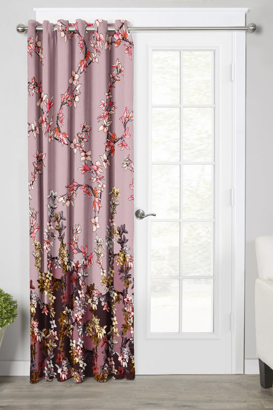 Ultimate Trends Premium Polyester Elite Floral Curtain For Home Décor Light Brown Color, 1 Piece