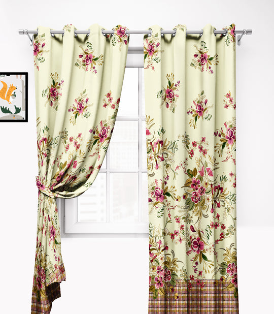 Ultimate Trends Premium Polyester Elite Floral Curtain For Home Décor Lemon Color, 1 Piece