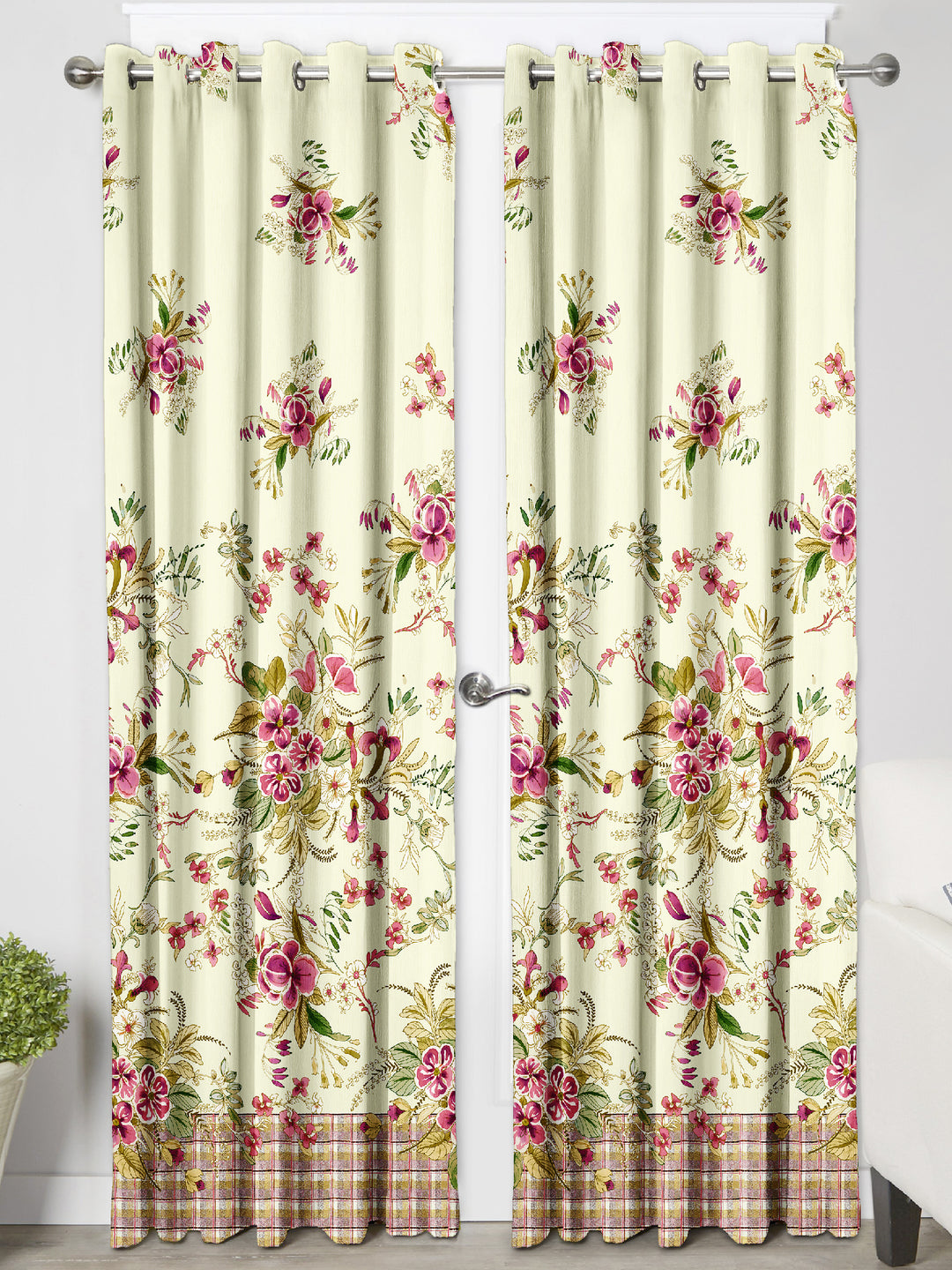 Ultimate Trends Premium Polyester Elite Floral Curtain For Home Décor Lemon Color, 1 Piece