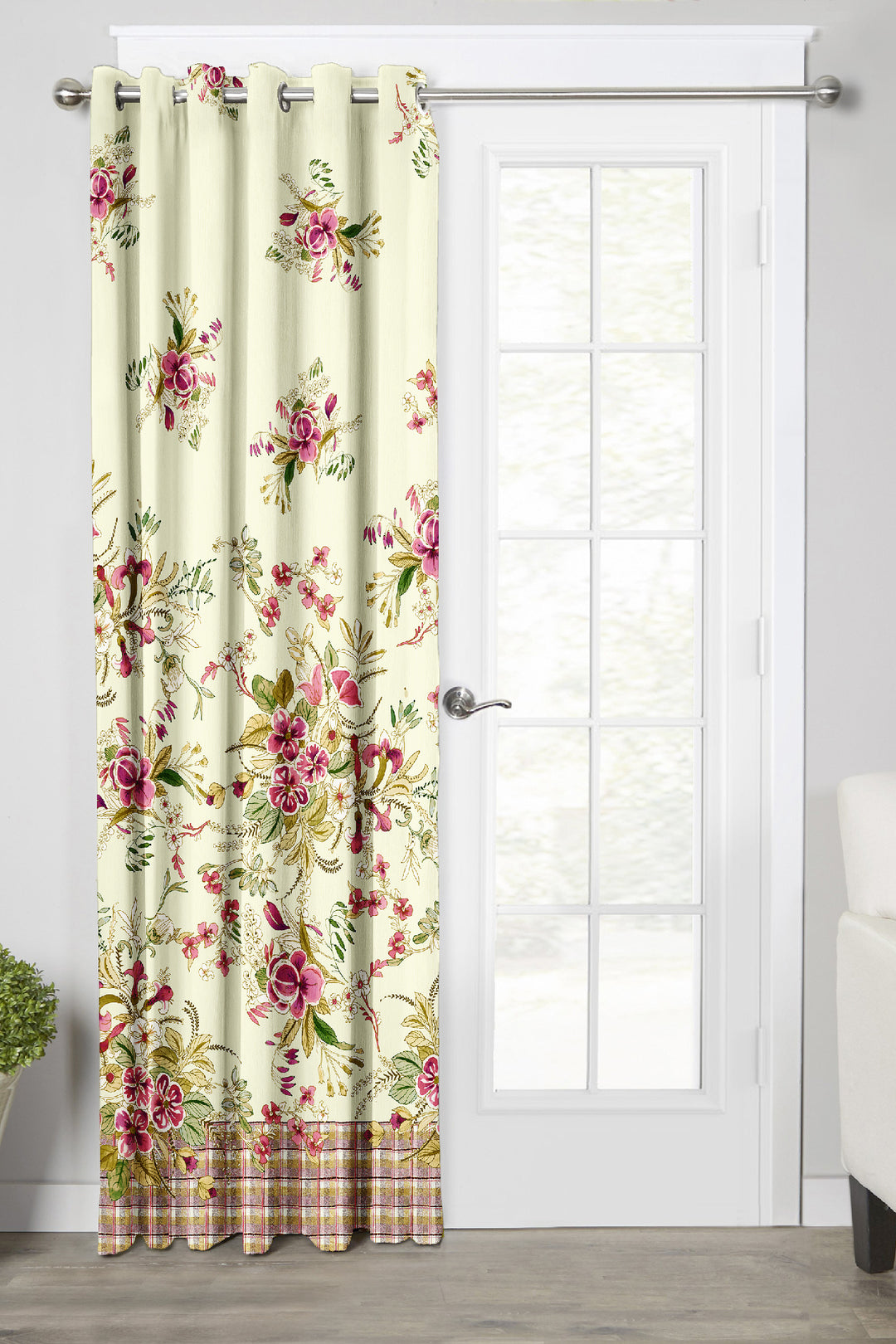 Ultimate Trends Premium Polyester Elite Floral Curtain For Home Décor Lemon Color, 1 Piece