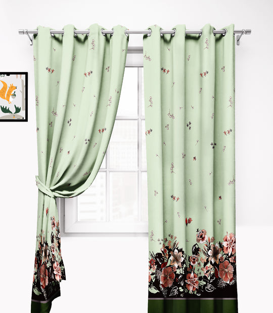 Ultimate Trends Premium Polyester Elite Floral Curtain For Home Décor Light Green Color, 1 Piece