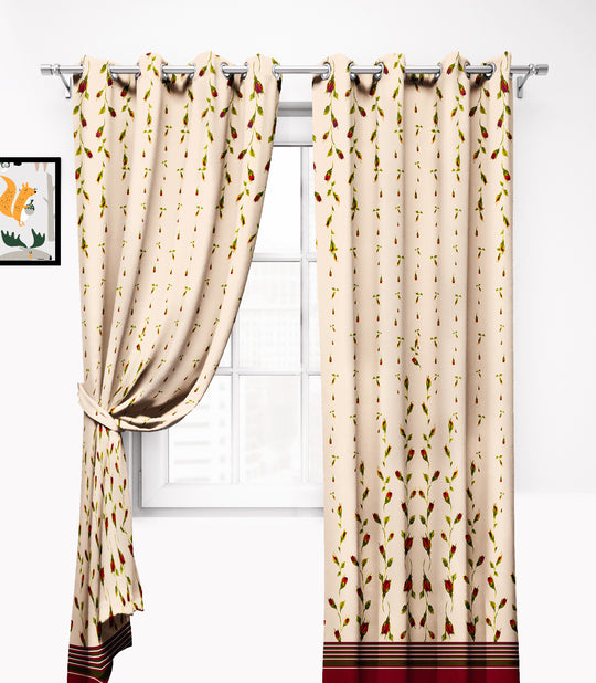 Ultimate Trends Premium Polyester Elite Floral Curtain For Home Décor Ivory Color, 1 Piece