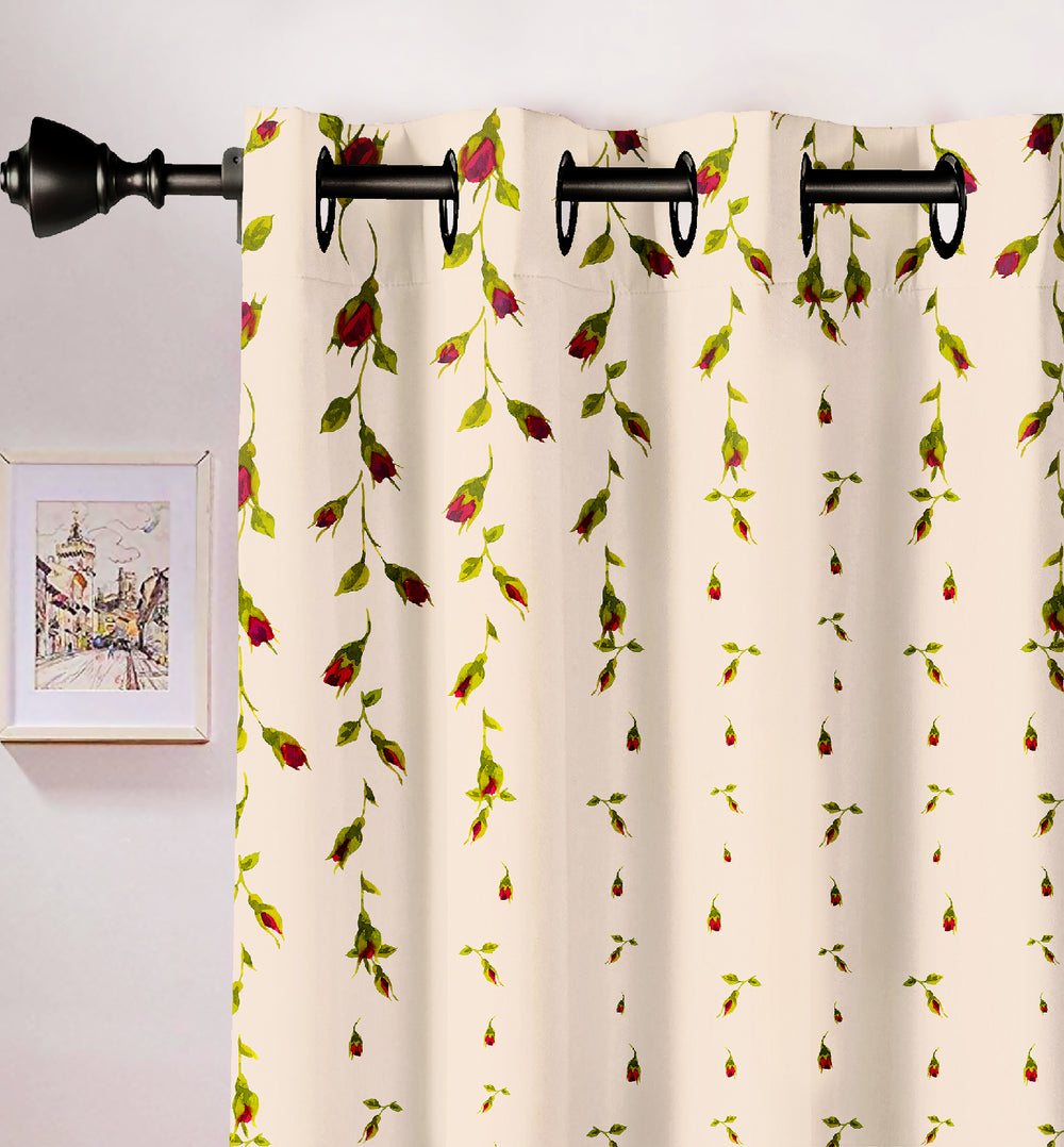 Ultimate Trends Premium Polyester Elite Floral Curtain For Home Décor Ivory Color, 1 Piece