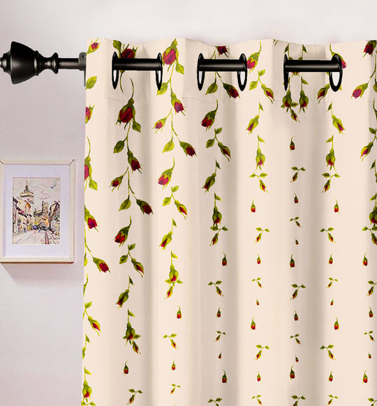 Ultimate Trends Premium Polyester Elite Floral Curtain For Home Décor Ivory Color, 1 Piece