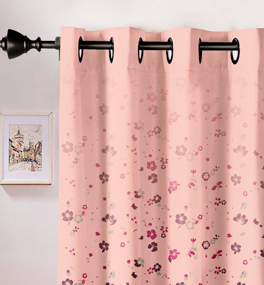 Ultimate Trends Premium Polyester Elite Floral Curtain For Home Décor Peach Color, 1 Piece