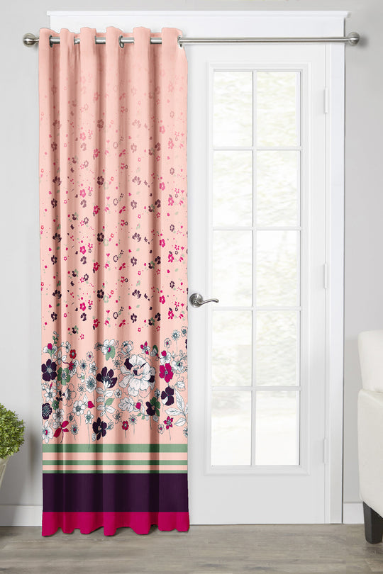 Ultimate Trends Premium Polyester Elite Floral Curtain For Home Décor Peach Color, 1 Piece