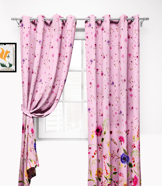 Ultimate Trends Premium Polyester Elite Floral Curtain For Home Décor Pink Color, 1 Piece