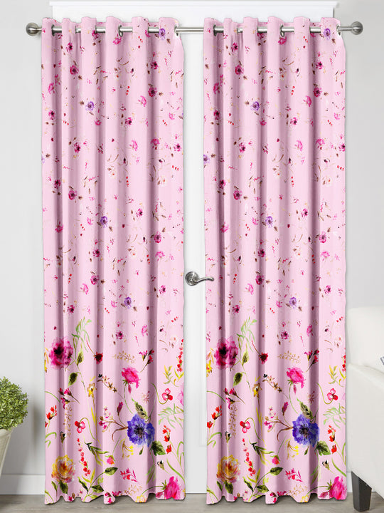 Ultimate Trends Premium Polyester Elite Floral Curtain For Home Décor Pink Color, 1 Piece