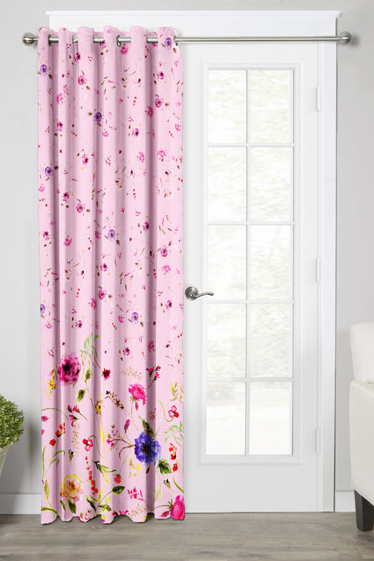 Ultimate Trends Premium Polyester Elite Floral Curtain For Home Décor Pink Color, 1 Piece