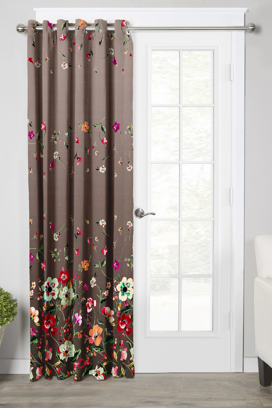 Ultimate Trends Premium Polyester Elite Floral Curtain For Home Décor Brown Color, 1 Piece