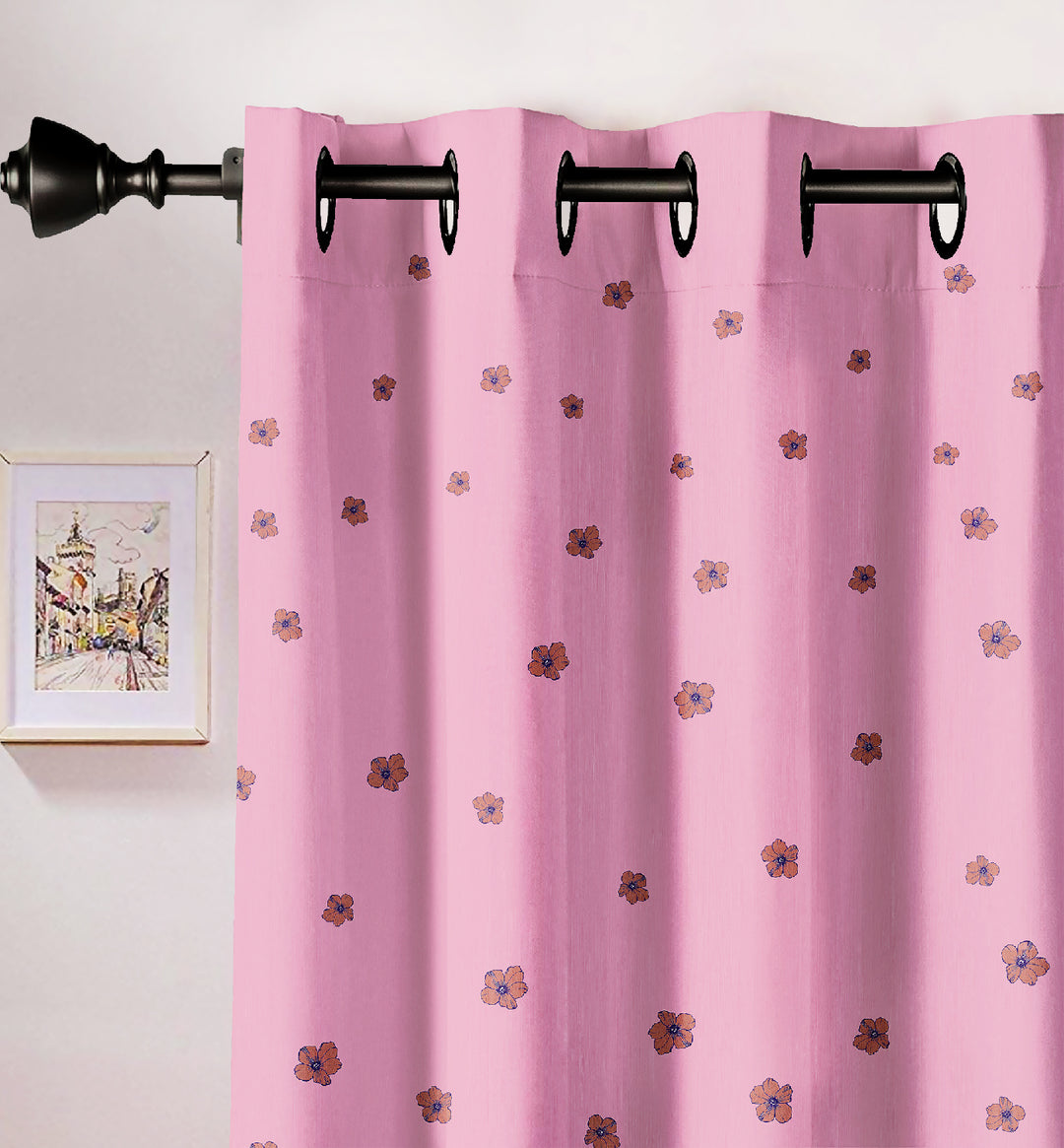 Ultimate Trends Premium Polyester Elite Floral Curtain For Home Décor Pink Color, 1 Piece