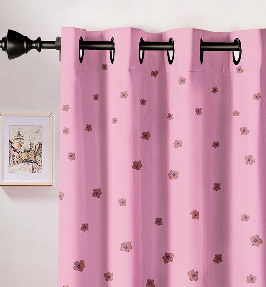 Ultimate Trends Premium Polyester Elite Floral Curtain For Home Décor Pink Color, 1 Piece