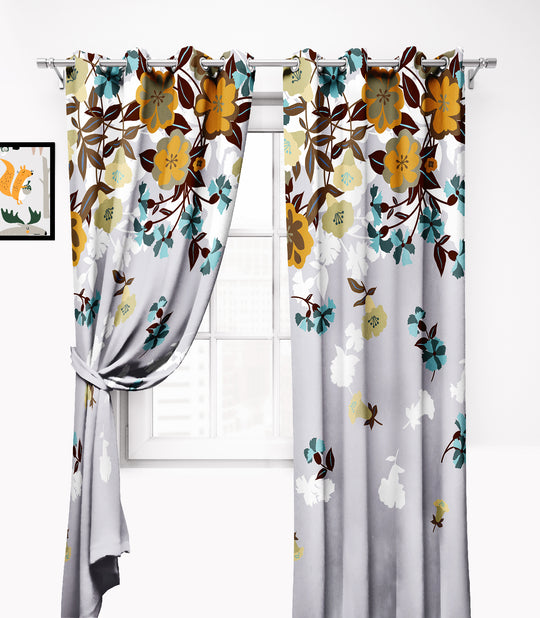 Ultimate Trends Premium Polyester Elite Floral Curtain For Home Décor Cloud Grey Color, 1 Piece