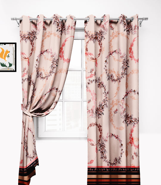 Ultimate Trends Premium Polyester Elite Floral Curtain For Home Décor Beige Color, 1 Piece