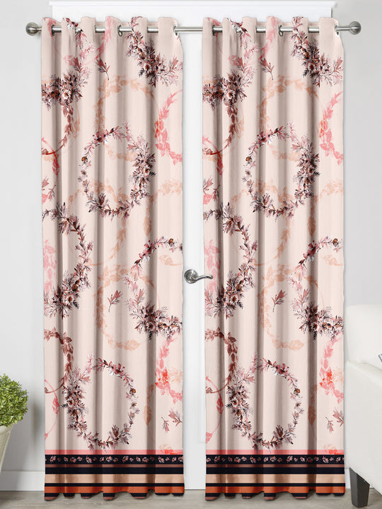 Ultimate Trends Premium Polyester Elite Floral Curtain For Home Décor Beige Color, 1 Piece