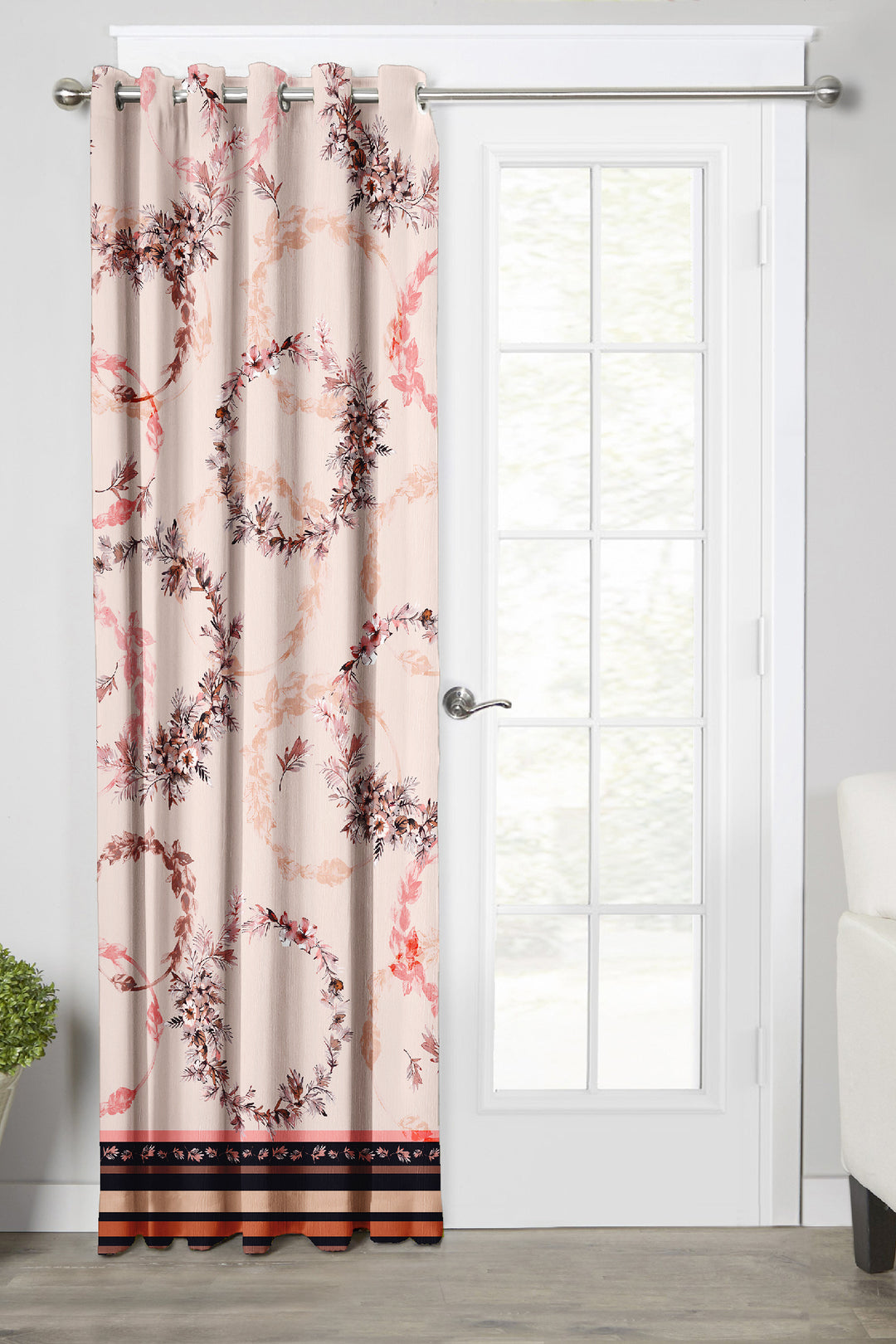 Ultimate Trends Premium Polyester Elite Floral Curtain For Home Décor Beige Color, 1 Piece