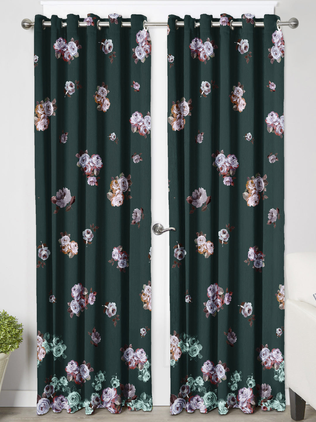 Ultimate Trends Premium Polyester Elite Floral Curtain For Home Décor Rama Color, 1 Piece