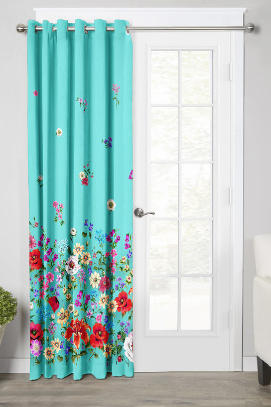 Ultimate Trends Premium Polyester Elite Floral Curtain For Home Décor Stone Sea Green Color, 1 Piece