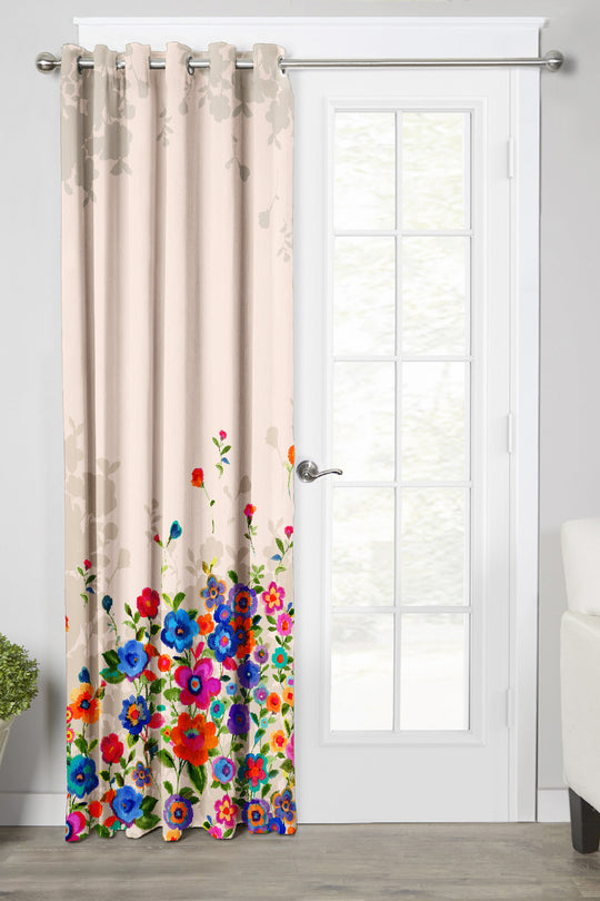 Ultimate Trends Premium Polyester Elite Floral Curtain For Home Décor Light Peach Color, 1 Piece