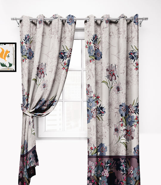 Ultimate Trends Premium Polyester Elite Floral Curtain For Home Décor Stone Grey Color, 1 Piece