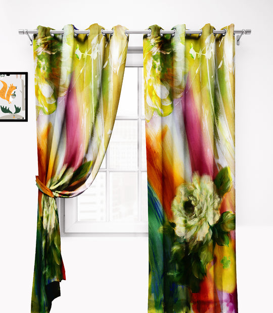 Ultimate Trends Premium Polyester Elite Floral Curtain For Home Décor Multi Color, 1 Piece