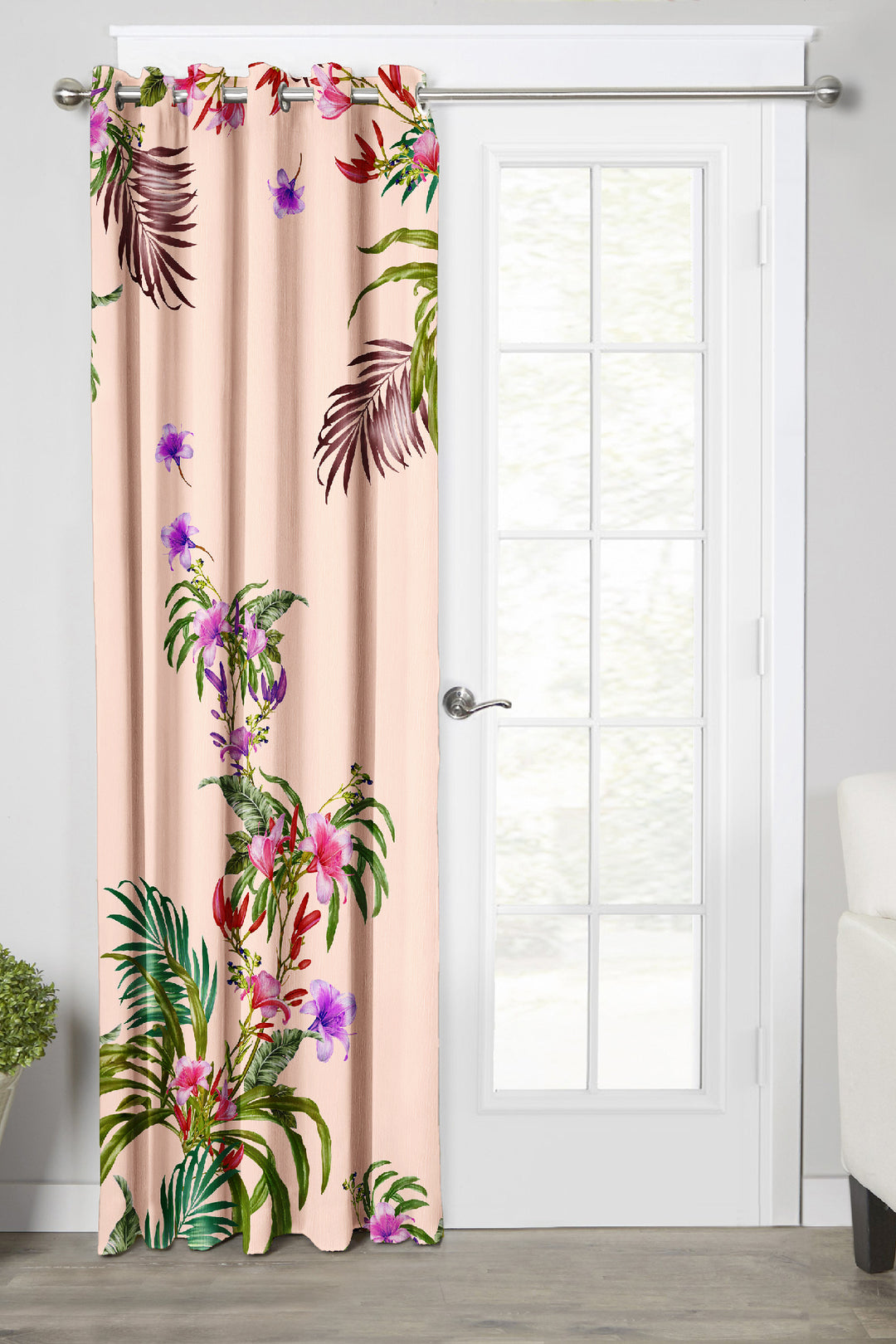 Ultimate Trends Premium Polyester Elite Floral Curtain For Home Décor Peach Color, 1 Piece