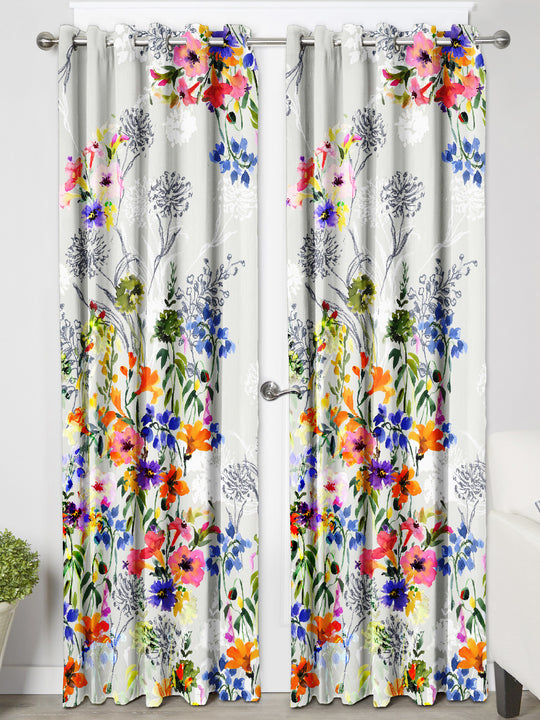 Ultimate Trends Premium Polyester Elite Floral Curtain For Home Décor Light Grey Color, 1 Piece