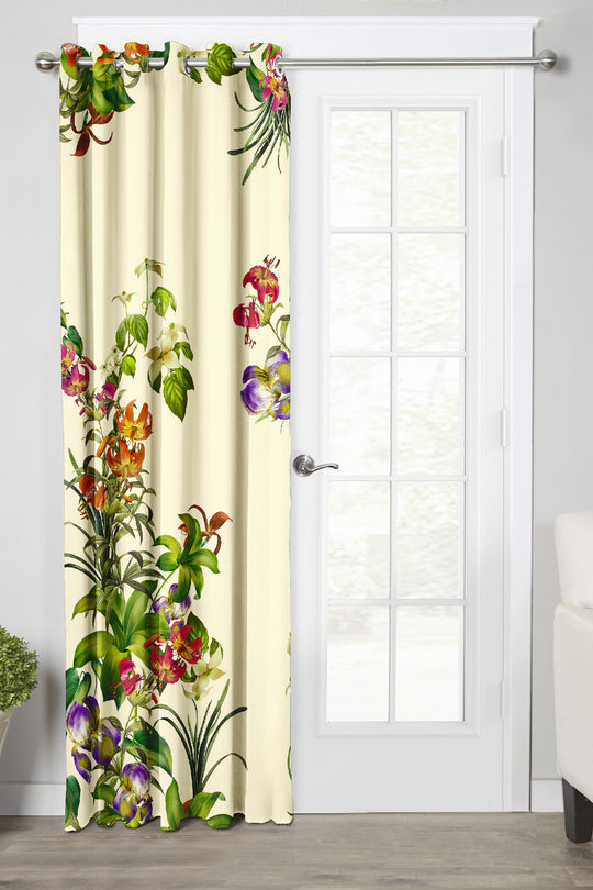 Ultimate Trends Premium Polyester Elite Floral Curtain For Home Décor Light Yellow Color, 1 Piece