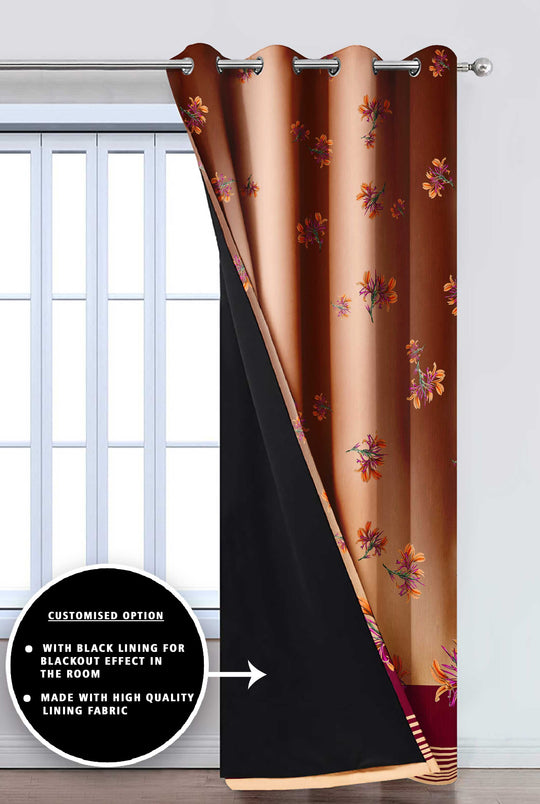 Ultimate Trends Premium Polyester Elite Floral Curtain For Home Décor Caramel Color, 1 Piece