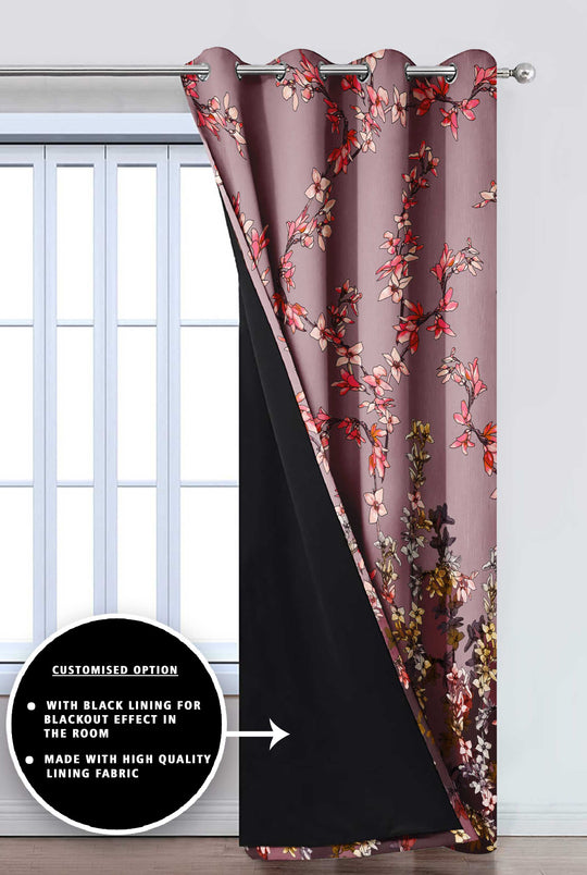 Ultimate Trends Premium Polyester Elite Floral Curtain For Home Décor Light Brown Color, 1 Piece