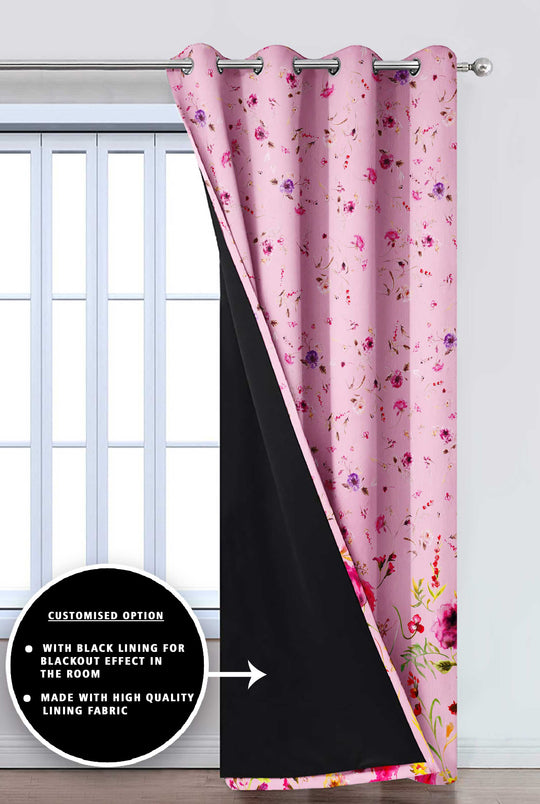 Ultimate Trends Premium Polyester Elite Floral Curtain For Home Décor Pink Color, 1 Piece