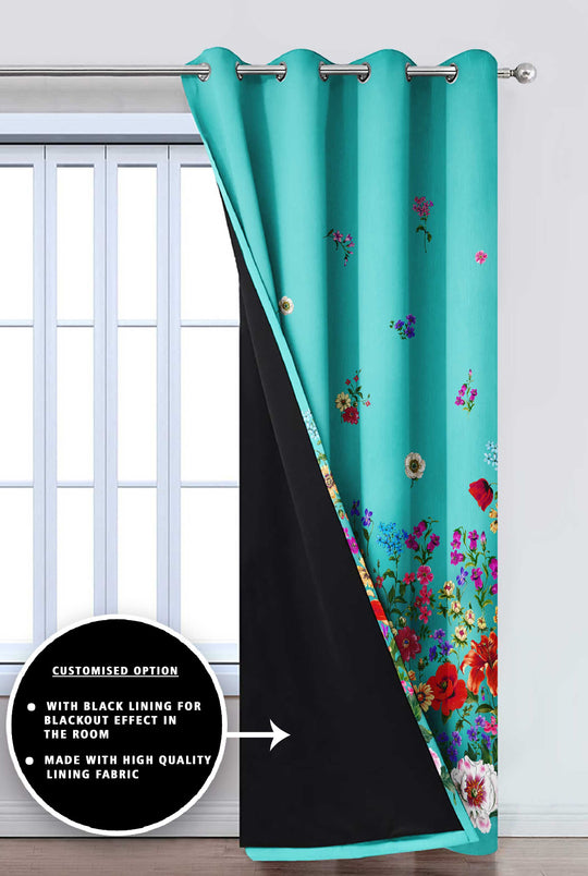 Ultimate Trends Premium Polyester Elite Floral Curtain For Home Décor Stone Sea Green Color, 1 Piece