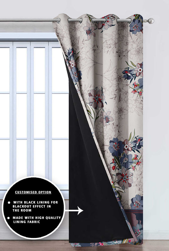 Ultimate Trends Premium Polyester Elite Floral Curtain For Home Décor Stone Grey Color, 1 Piece