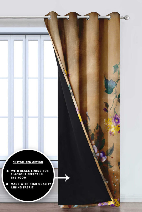 Ultimate Trends Premium Polyester Elite Floral Curtain For Home Décor Peanut Brown Color, 1 Piece