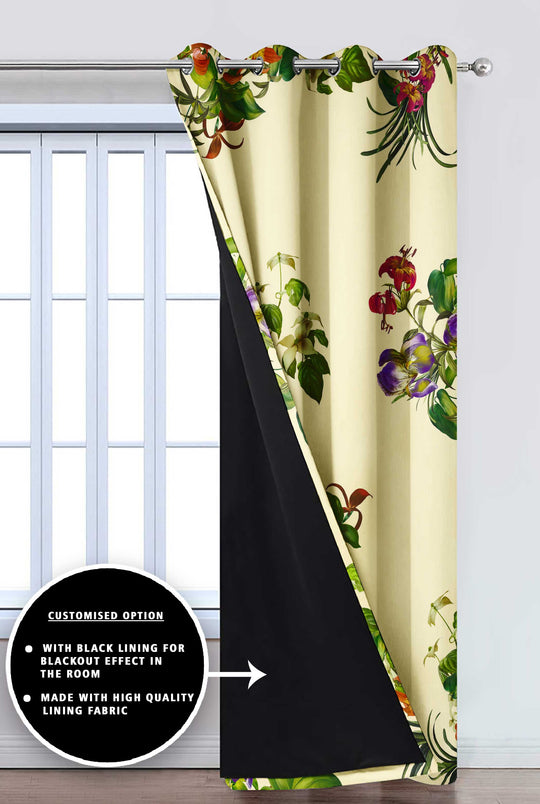 Ultimate Trends Premium Polyester Elite Floral Curtain For Home Décor Light Yellow Color, 1 Piece